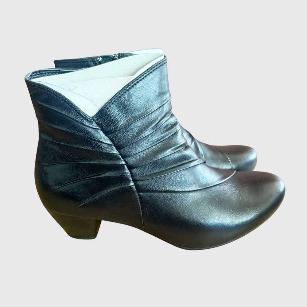 Josef Seibel Women's Amy 07 Boots size 38/7.5 Black Leather Bootie Heel